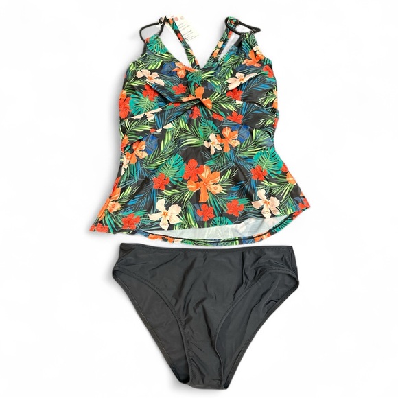 Aceshin Other - Tropical Floral Tankini‎ Set Racerback Tie